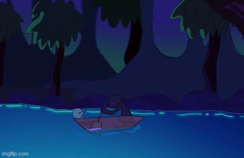 Enderman and creeper on a night ride in an oak boat:) | made w/ Imgflip meme maker