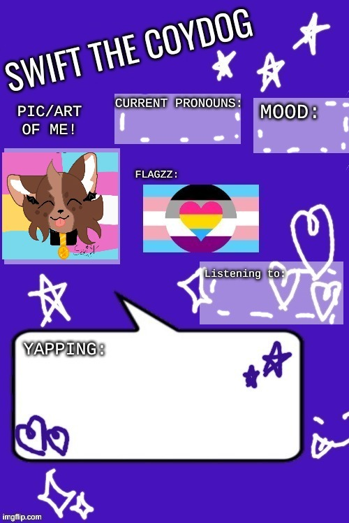 High Quality Swift the Coydog announcement temp 5.0 Blank Meme Template