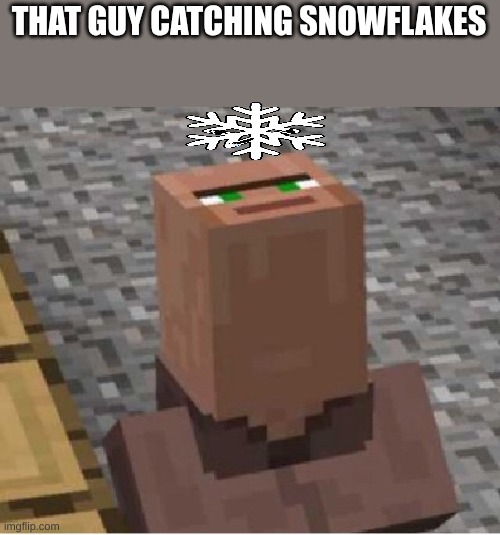 Minecraft Villager Looking Up | THAT GUY CATCHING SNOWFLAKES | image tagged in minecraft villager looking up | made w/ Imgflip meme maker