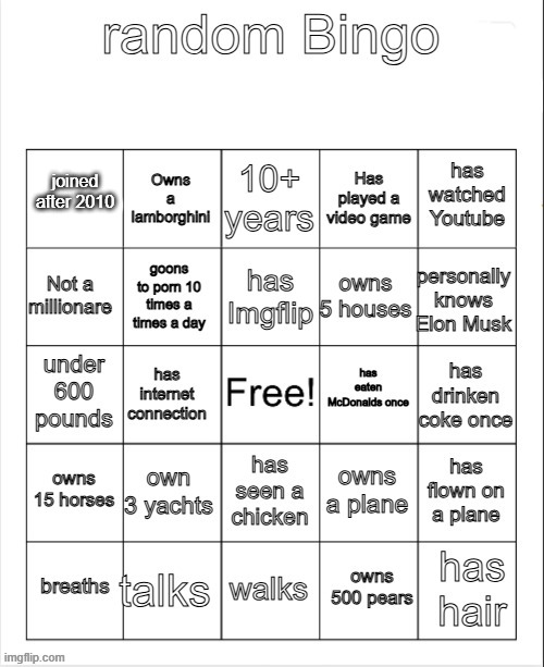 random bingo Blank Meme Template