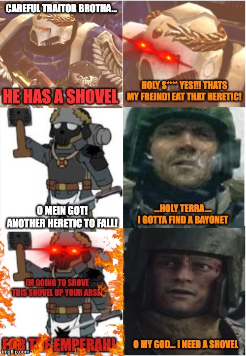 Little Kreiger doesnt like Heretics | image tagged in little kreiger,heretic,40k | made w/ Imgflip meme maker