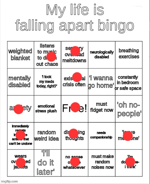 a rare bingo. | image tagged in my life is falling apart bingo | made w/ Imgflip meme maker