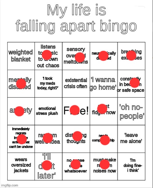 lol | image tagged in my life is falling apart bingo | made w/ Imgflip meme maker