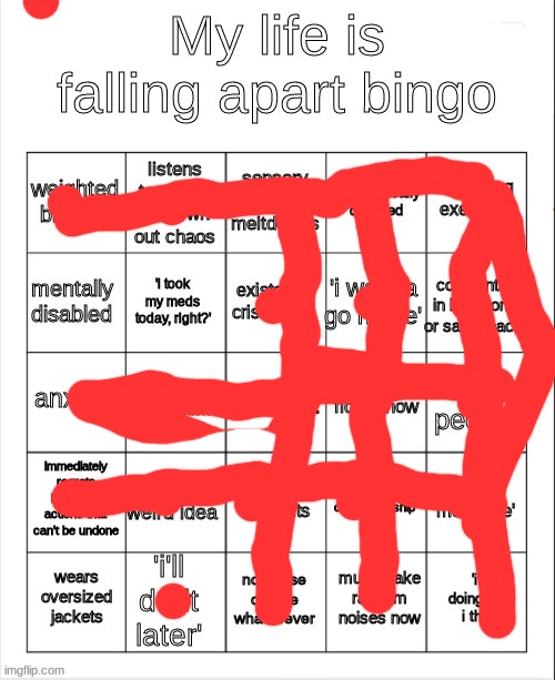 I might be cooked | image tagged in my life is falling apart bingo | made w/ Imgflip meme maker
