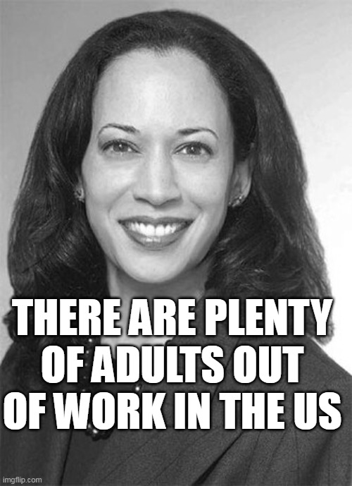 THERE ARE PLENTY OF ADULTS OUT OF WORK IN THE US | made w/ Imgflip meme maker