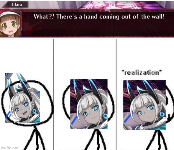 Mary Skelter Finale Gallows meme | image tagged in realization | made w/ Imgflip meme maker