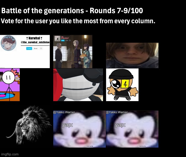 Vote sum ppl | image tagged in battle of the generations | made w/ Imgflip meme maker