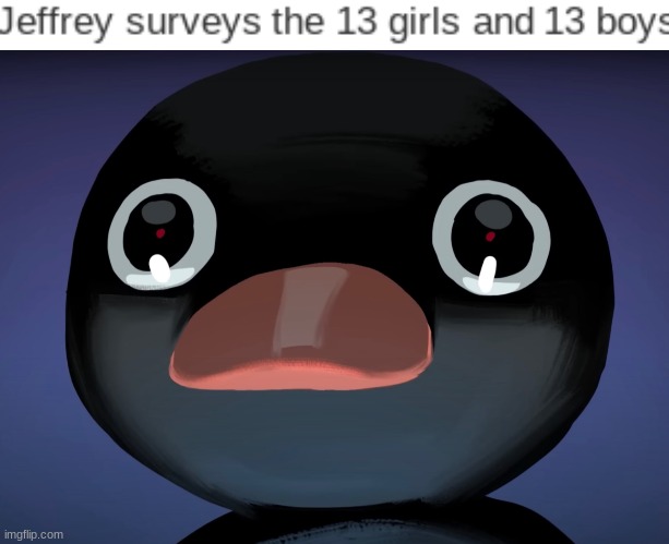 "Jeffrey" "13" "Boys and Girls" | image tagged in pingu stare | made w/ Imgflip meme maker