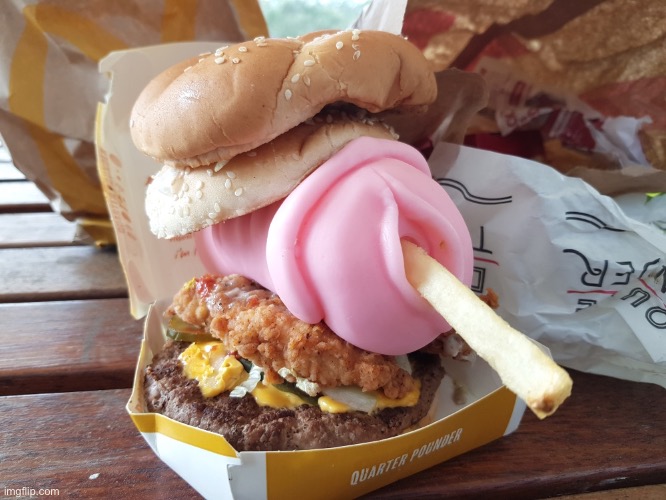 Fleshlight in a burger (NSFW) | image tagged in fleshlight in a burger nsfw | made w/ Imgflip meme maker