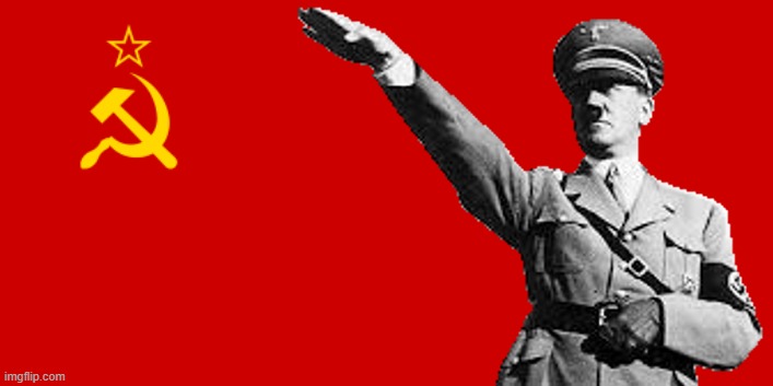 Soviet hitler | image tagged in ussr flag,hitler,communism | made w/ Imgflip meme maker