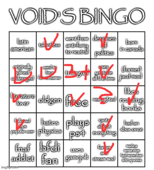 void's 2025 bingo | image tagged in void's 2025 bingo | made w/ Imgflip meme maker