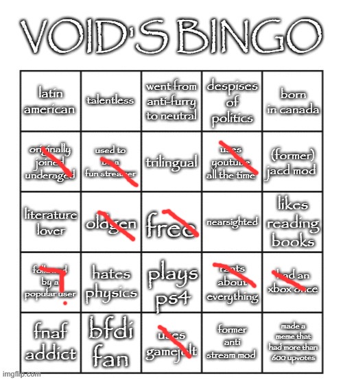 void's 2025 bingo | image tagged in void's 2025 bingo | made w/ Imgflip meme maker