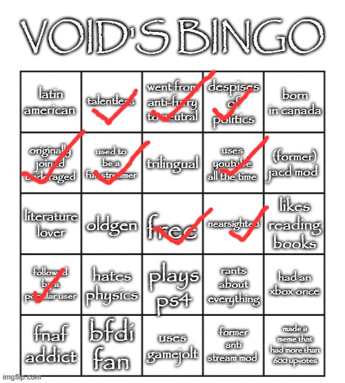 void's 2025 bingo | image tagged in void's 2025 bingo | made w/ Imgflip meme maker