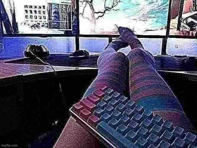 deepfried thighs | image tagged in programmer socks | made w/ Imgflip meme maker
