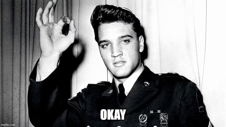 OKAY | image tagged in elvis ok | made w/ Imgflip meme maker