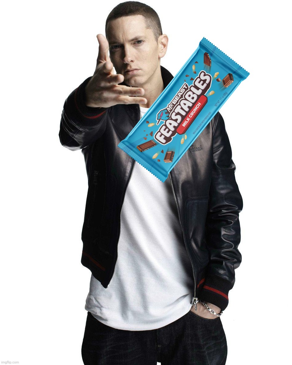 Eminem throws Feastable | image tagged in eminem woe | made w/ Imgflip meme maker