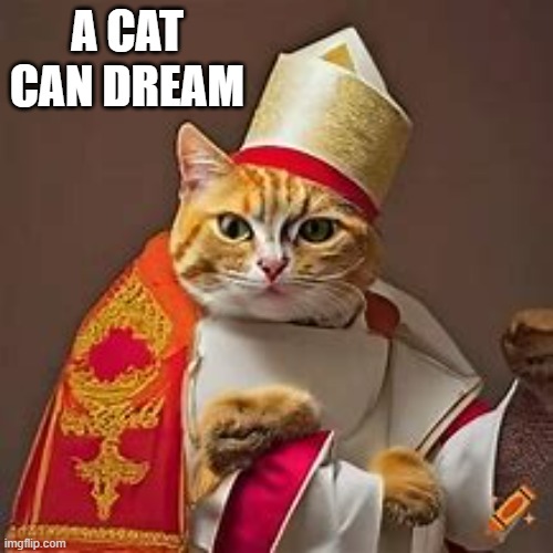 A cat as the pope? A feline can dream.  -  funny  - | A CAT CAN DREAM | image tagged in funny,fun,pope,cat,kitten,humor | made w/ Imgflip meme maker