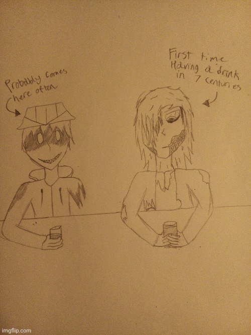 Deformed X having a drink with Saike | made w/ Imgflip meme maker