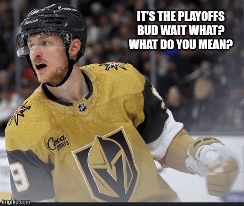 Hockey Time | IT'S THE PLAYOFFS BUD WAIT WHAT? WHAT DO YOU MEAN? | image tagged in gifs,ice hockey | made w/ Imgflip images-to-gif maker