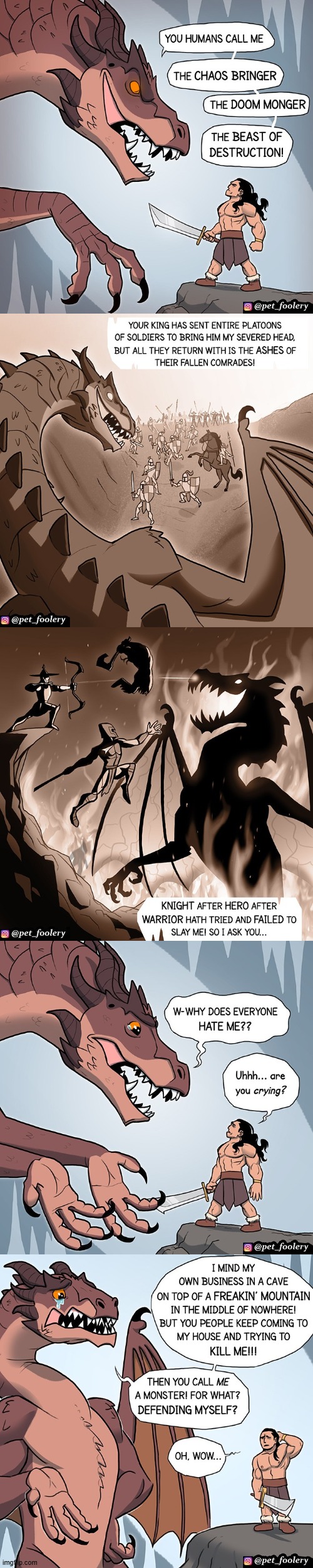 image tagged in dragon,warrior,slay,monster,defense,crying | made w/ Imgflip meme maker