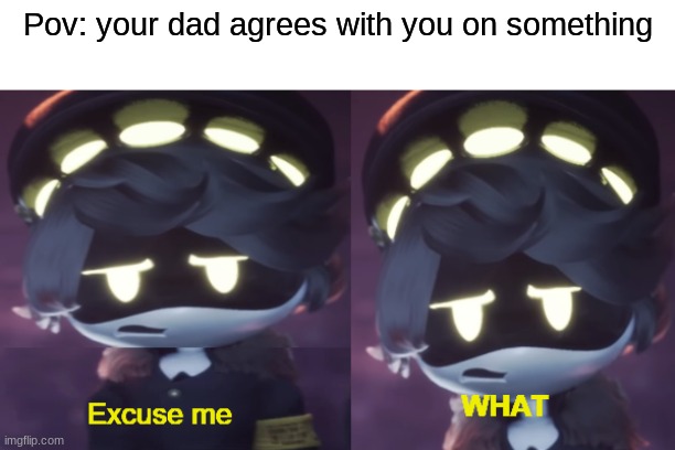 E | Pov: your dad agrees with you on something | image tagged in excuse me what n edition | made w/ Imgflip meme maker