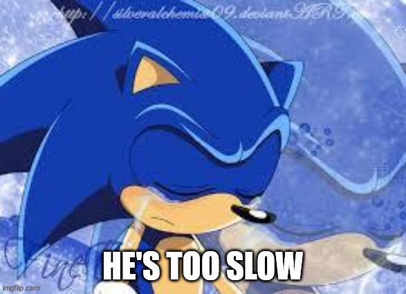 Too Slow | HE'S TOO SLOW | image tagged in too slow | made w/ Imgflip meme maker