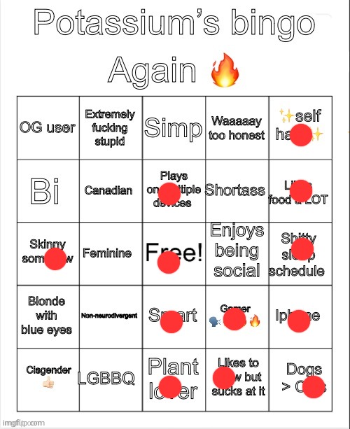 Potassium Bingo V4 | image tagged in potassium bingo v4 | made w/ Imgflip meme maker