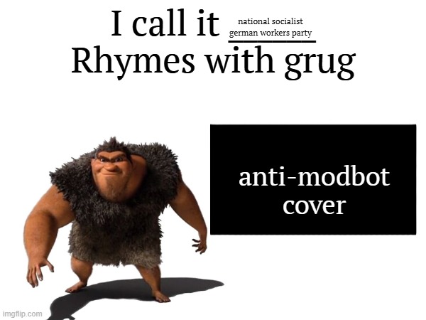 grug posting | national socialist german workers party; anti-modbot cover | image tagged in i call it _____ | made w/ Imgflip meme maker