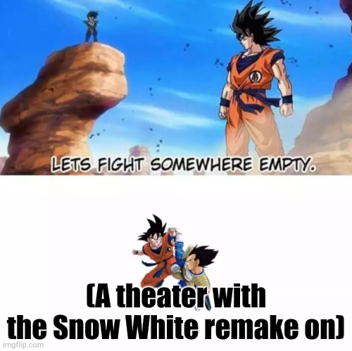 CHICKEN JOCKEY! | (A theater with the Snow White remake on) | image tagged in let's fight somewhere empty,snow white | made w/ Imgflip meme maker