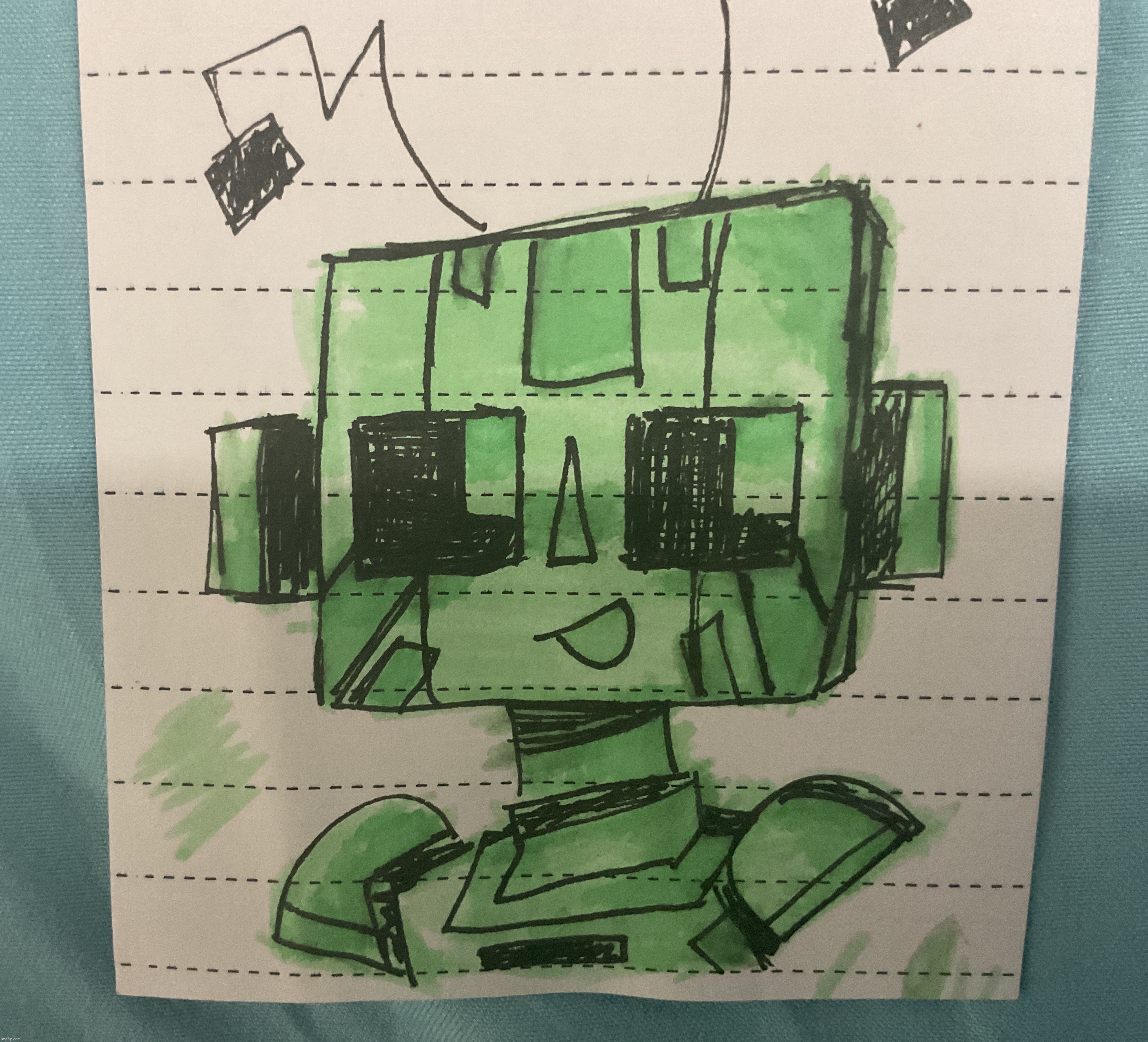 i decided to draw with a highlighter for the first time and and i had to draw zerobot | made w/ Imgflip meme maker
