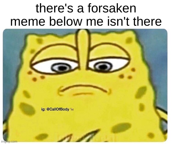 spongebob | there's a forsaken meme below me isn't there | image tagged in sponge bob looking down,roblox | made w/ Imgflip meme maker