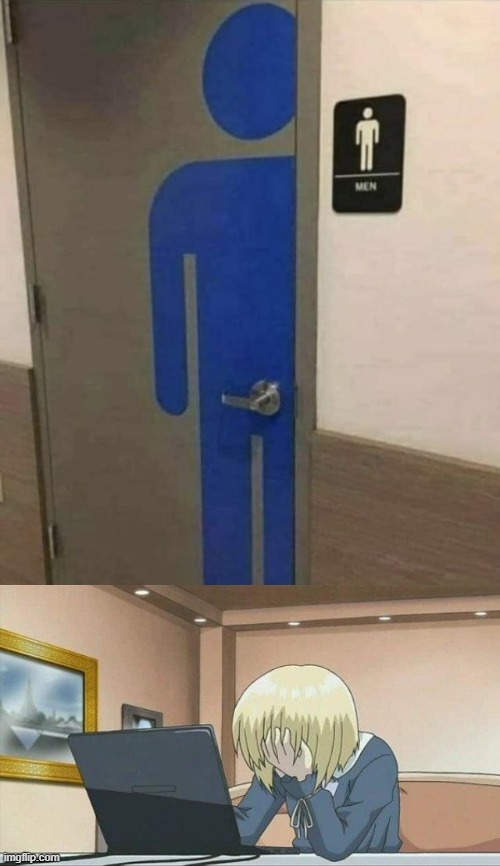 image tagged in chrisjoines1,anime face palm,anime,you had one job,face palm,bathroom | made w/ Imgflip meme maker