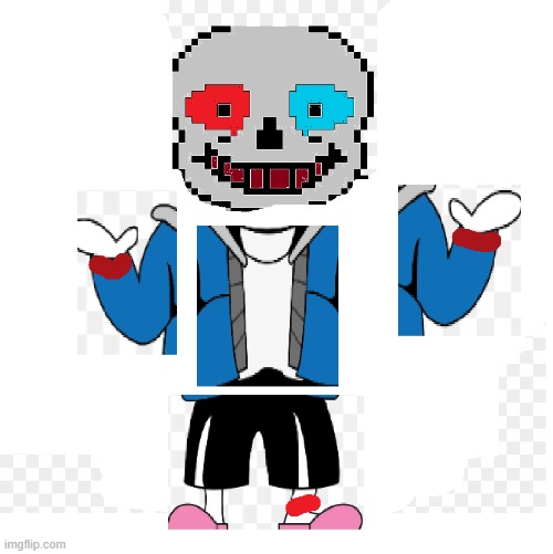 my 1st design, im sorry if ts looks so ass it is my 1st design of rewrite sans | image tagged in hi | made w/ Imgflip meme maker