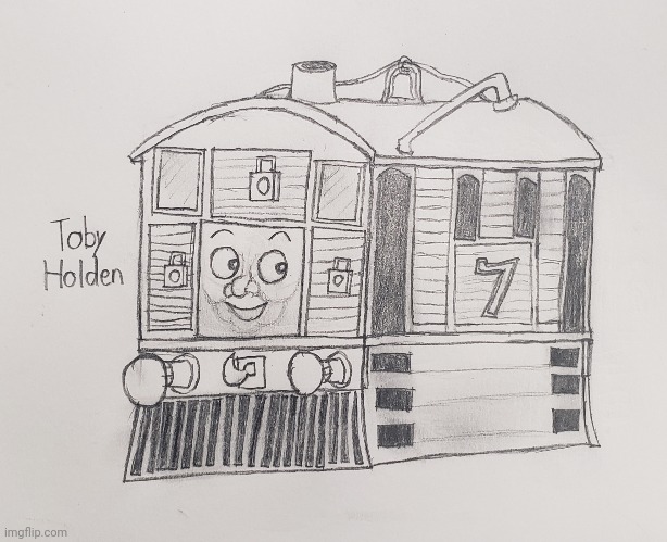 Day 7 of drawing the Eight Famous Engines | image tagged in thomas the tank engine,retake,drawing | made w/ Imgflip meme maker