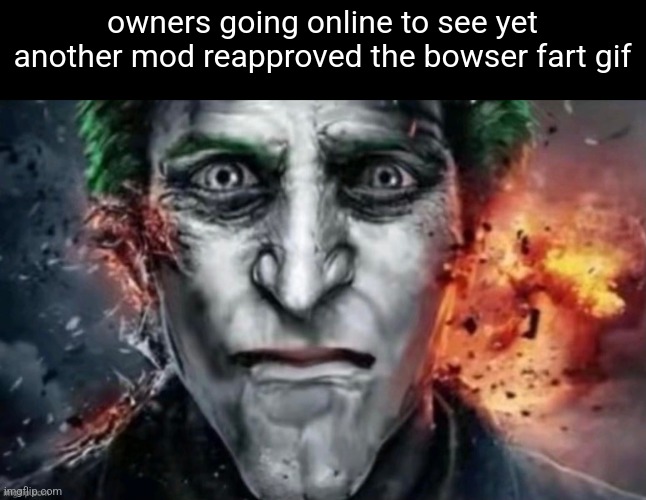 jonkler | owners going online to see yet another mod reapproved the bowser fart gif | image tagged in jonkler | made w/ Imgflip meme maker