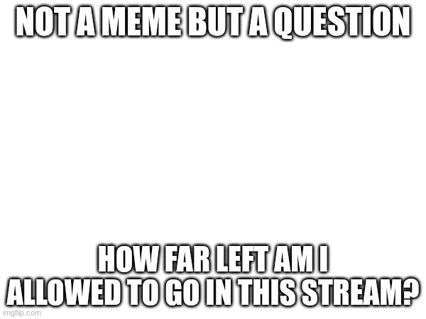 Question | NOT A MEME BUT A QUESTION; HOW FAR LEFT AM I ALLOWED TO GO IN THIS STREAM? | made w/ Imgflip meme maker