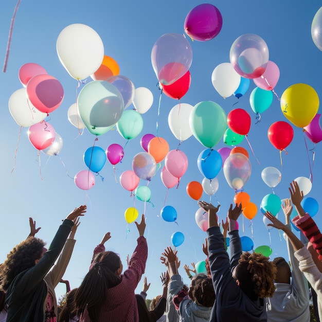 People with balloons Blank Meme Template