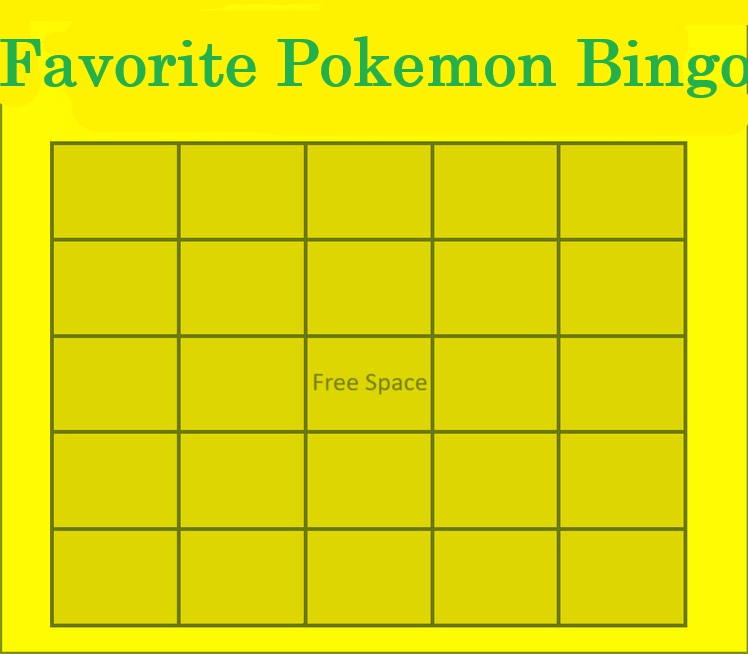 favorite pokemon bingo Blank Meme Template
