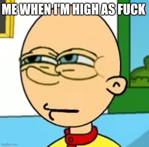 squinting kayloo | ME WHEN I'M HIGH AS FUCK | image tagged in squinting kayloo | made w/ Imgflip meme maker