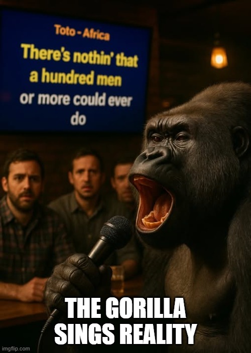Africa, Toto | THE GORILLA SINGS REALITY | image tagged in music,gorilla | made w/ Imgflip meme maker