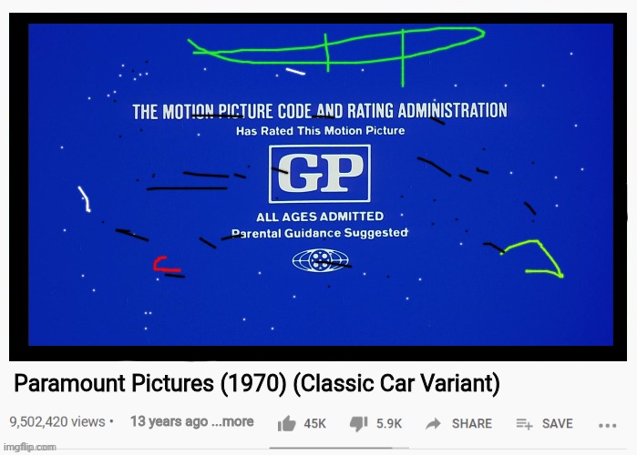 youtube video template | Paramount Pictures (1970) (Classic Car Variant); 13 years ago ...more | image tagged in memes,nsfw filth week,youtube video template | made w/ Imgflip meme maker