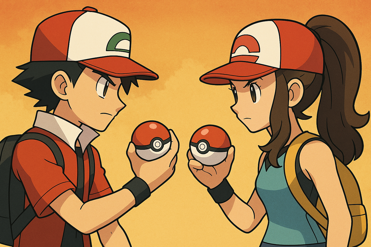 Pokémon Trainers face off Blank Meme Template