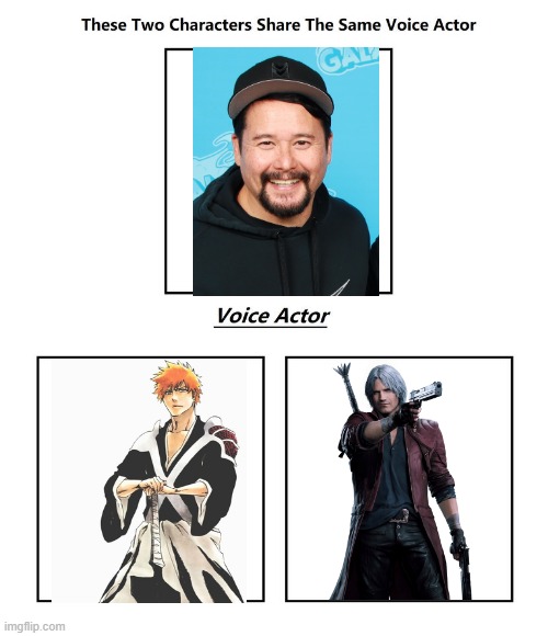 Johnny Yong Bosch | image tagged in same voice actor,johnny yong bosch,bleach,devil may cry,capcom | made w/ Imgflip meme maker