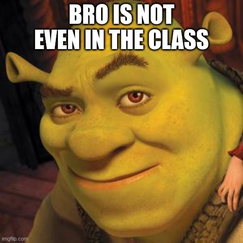Shrek Sexy Face | BRO IS NOT EVEN IN THE CLASS | image tagged in shrek sexy face | made w/ Imgflip meme maker