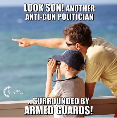 Anti-Gun Hypocrites | image tagged in liberal hypocrisy,liberal logic,gun rights,hypocrites,fake people,look son | made w/ Imgflip meme maker