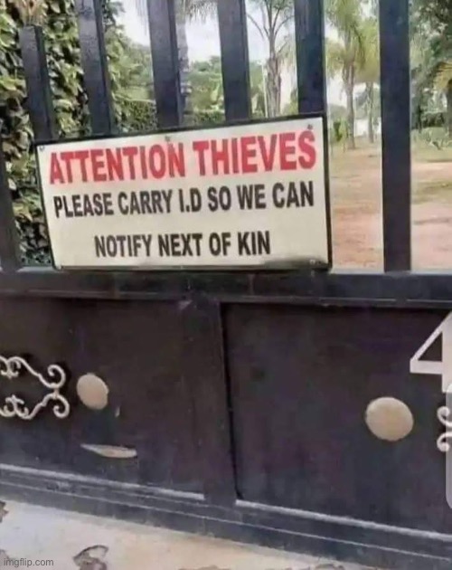 Carry identification | image tagged in identity,thieves,funny signs,cursed | made w/ Imgflip meme maker