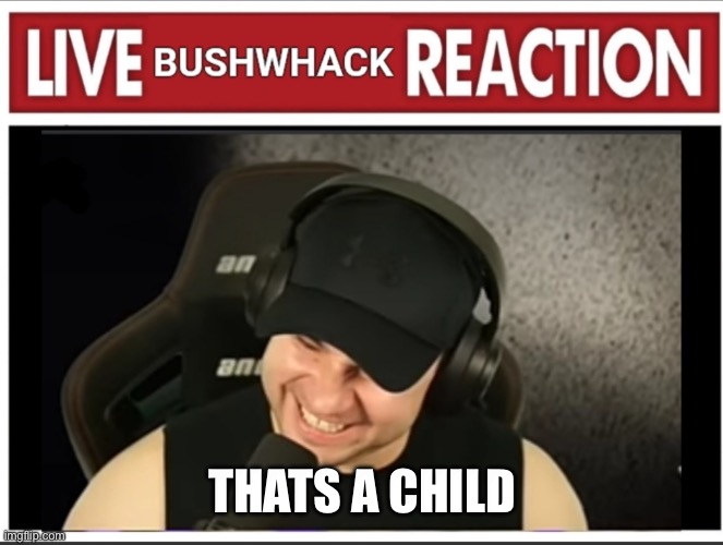 Live Bushwhack Reaction | THATS A CHILD | image tagged in live bushwhack reaction | made w/ Imgflip meme maker
