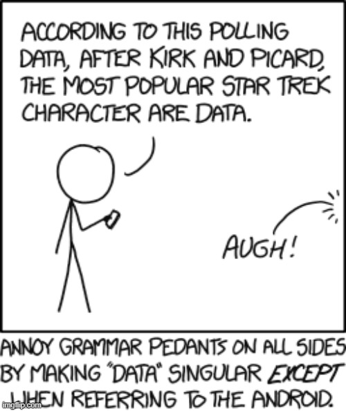 "If you want to have more fun at the expense of language pedants, try developing an hypercorrection habit." | image tagged in star trek,kirk,picard,poll,data,grammar | made w/ Imgflip meme maker
