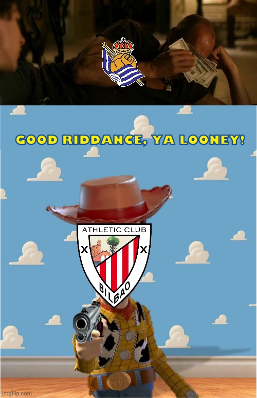 image tagged in tallahassee crying with money,good riddance ya looney | made w/ Imgflip meme maker