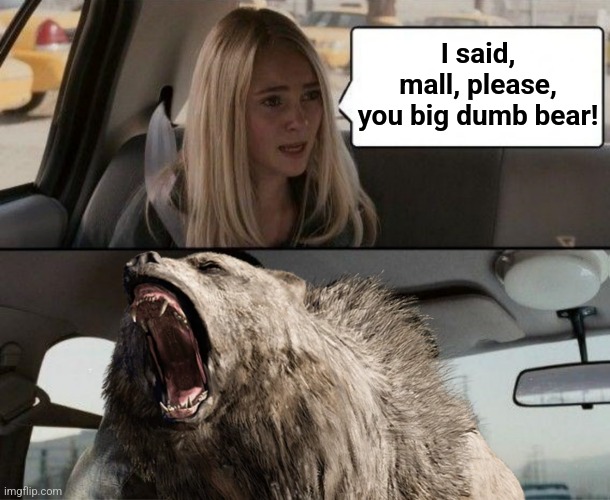 I said, mall, please, you big dumb bear! | made w/ Imgflip meme maker